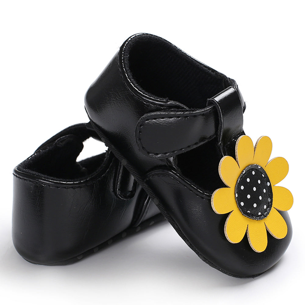 Toddler Baby Girl Flower Faux Leather Prewalker Soft Sole Fashion Princess Shoes