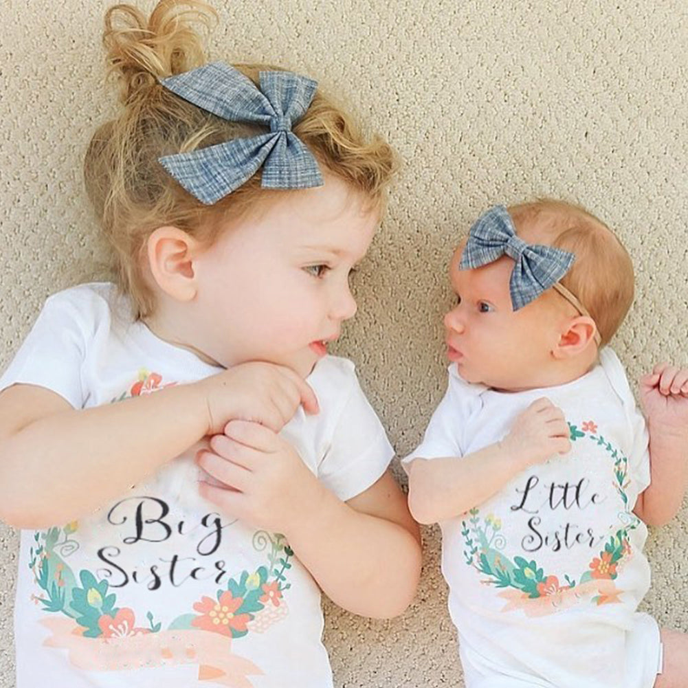 Newborn Girl Baby Kids Little Sister Romper Bodysuit Big Cotton T-shirt Top Gift