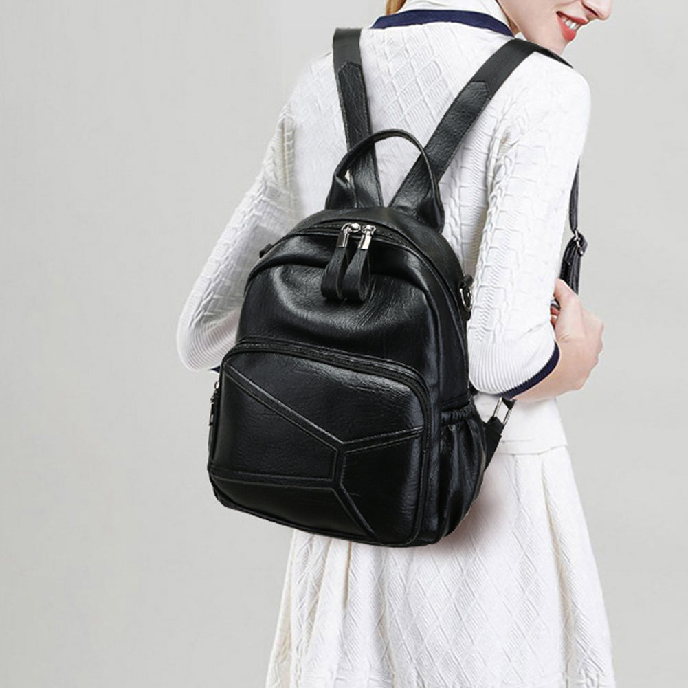 Retro Women Faux Leather Multi-function Backpack Travel Bag with Shoulder Strap