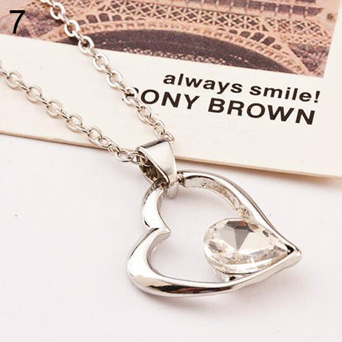 Women's Love Heart Crystal Pendant Chain Collar Bib Choker Party Gift Necklace