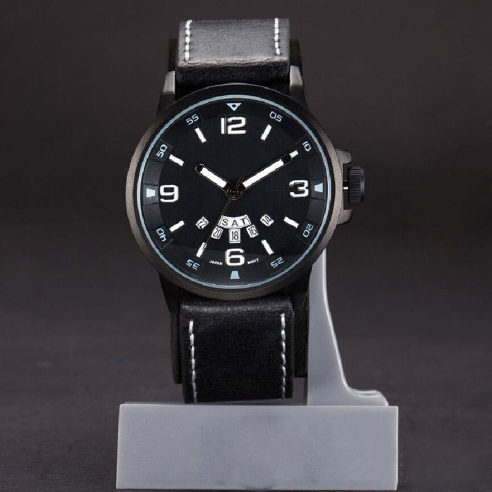 Genuine Leather Date Display Waterproof Quartz Business Men Wrist Watch Gift