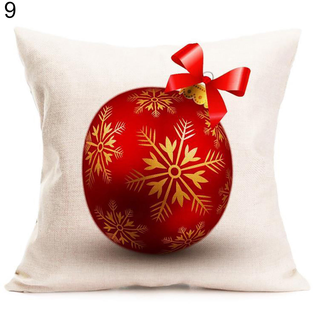 Christmas Santa Claus Deer Print Cushion Cover Pillow Case Square Car Home Decor
