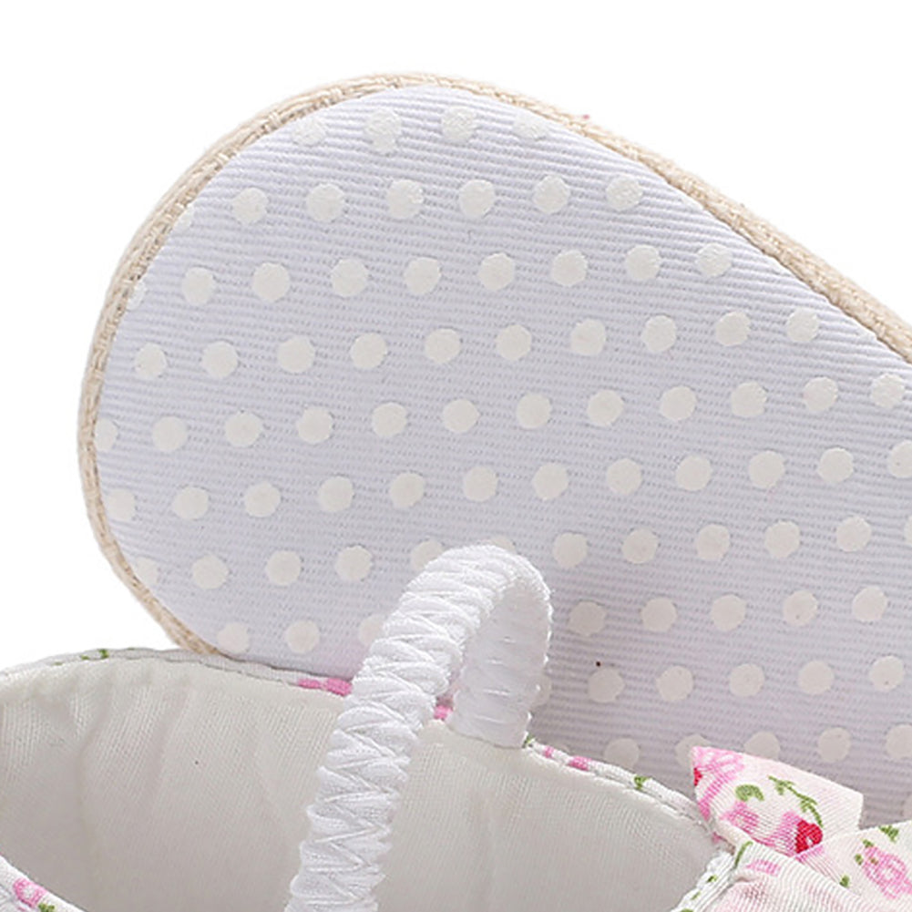 Summer Newborn Baby Girl Princess Floral Print Bowknot Canvas Shoes Sandals Gift