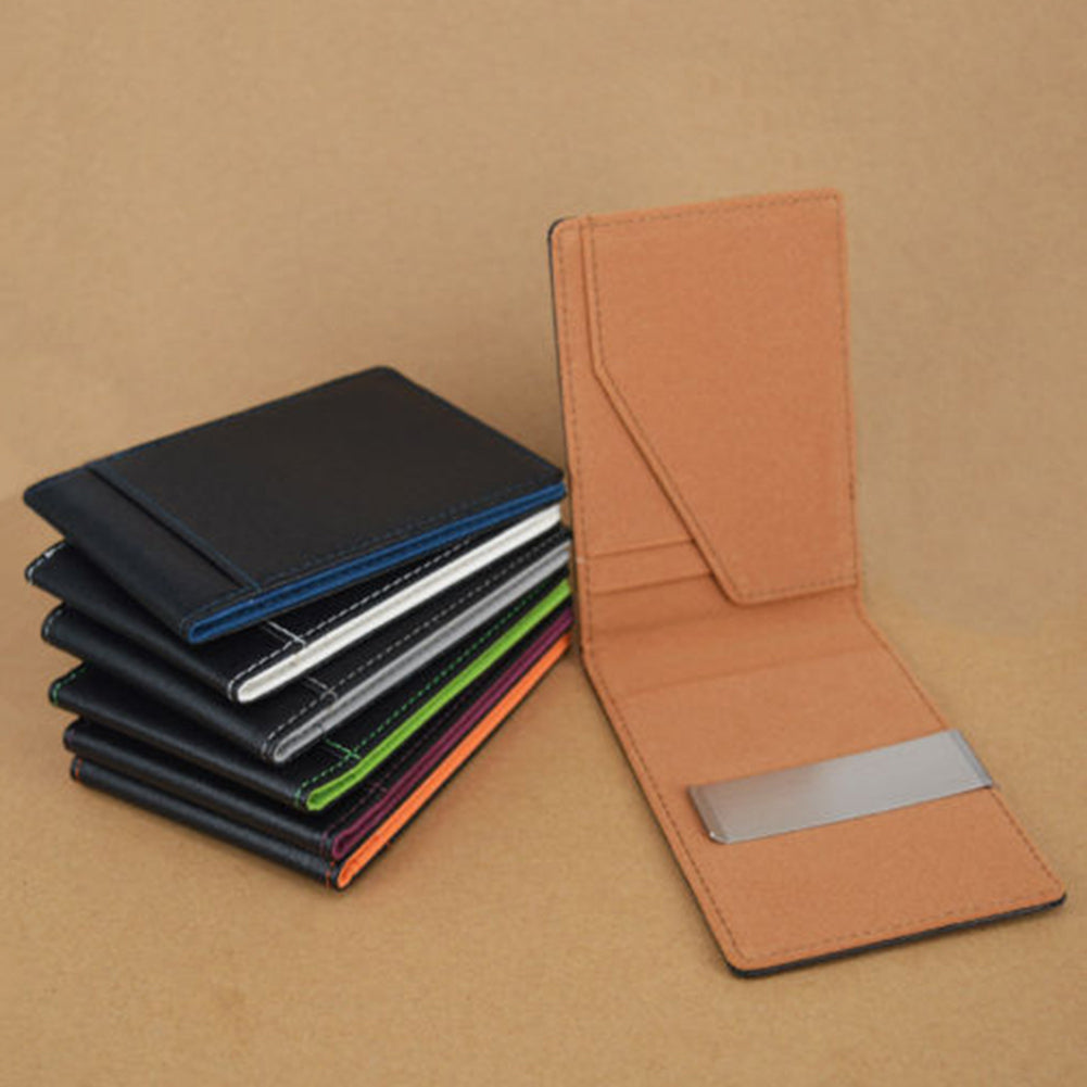 Men's Faux Leather Money Clip Slim Wallet ID Credit Card Storage Holder Purse