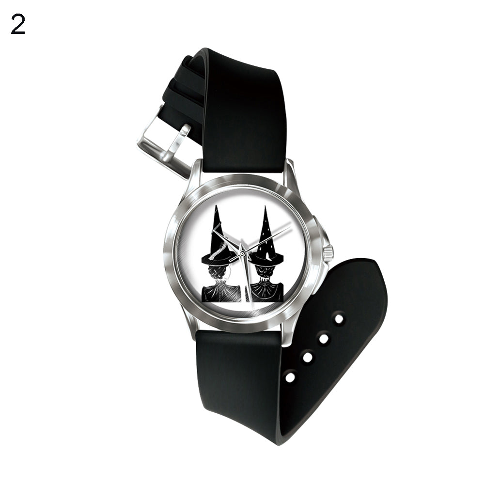 Creative Skull Cat Pattern Dial Quartz Analog Wrist Watch Boys Girls Gifts