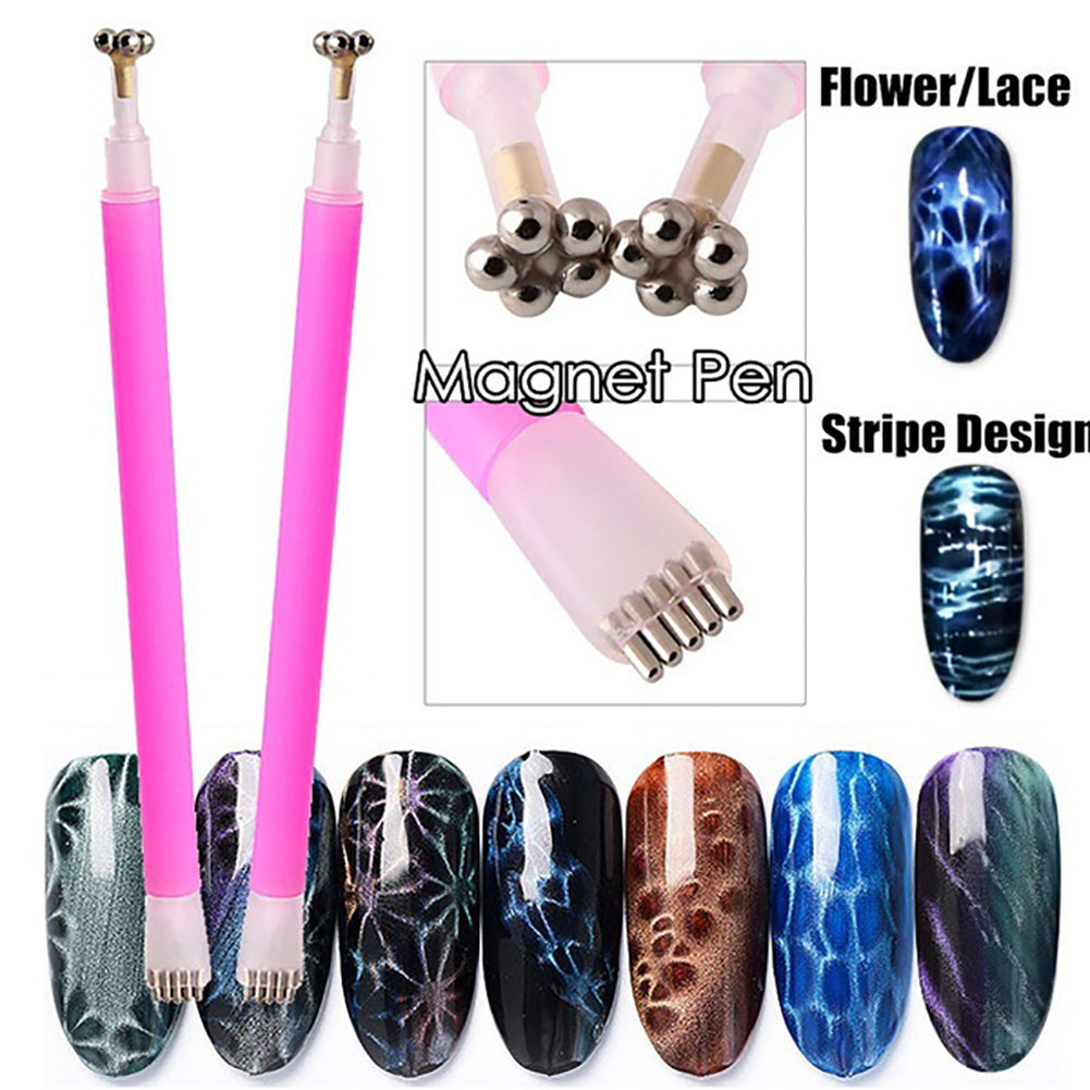 Nail Art Cat Eye Flower Stripe Magnetic Pen DIY 3D Polish UV Gel Manicure Tool