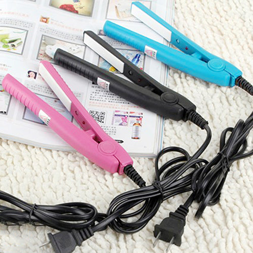 US Plug Mini Travel Ceramic Hair Crimper Curl Straightener Flats Iron Perm Splint