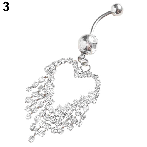 14G Sexy Heart Tassels Dangle Navel Belly Button Bar Barbell Ring Body Piercing