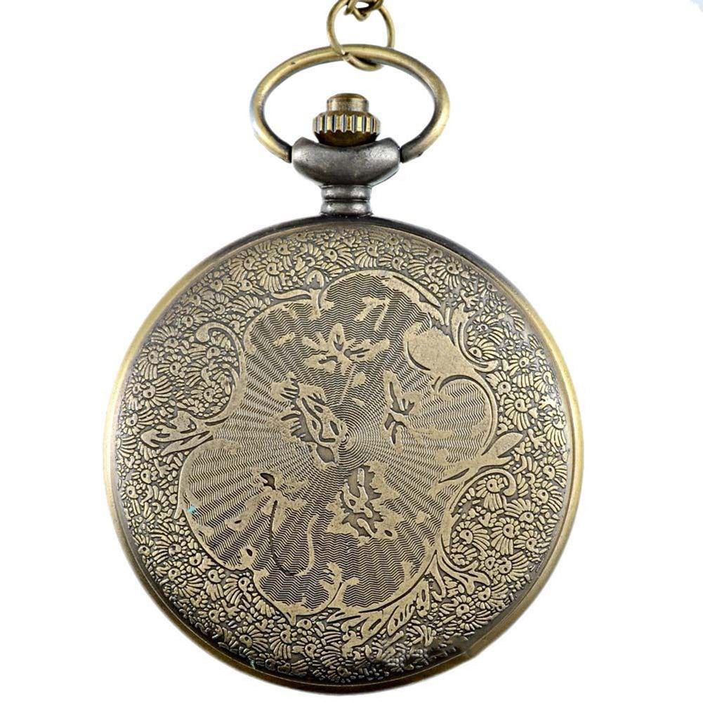 Vintage US Veteran Army Bronze Pocket Watch Quartz Necklace Pendant Antique Gift