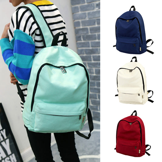 Simple Canvas Students Women Girl Backpack Rucksack School Shoulder Bag Bookbag