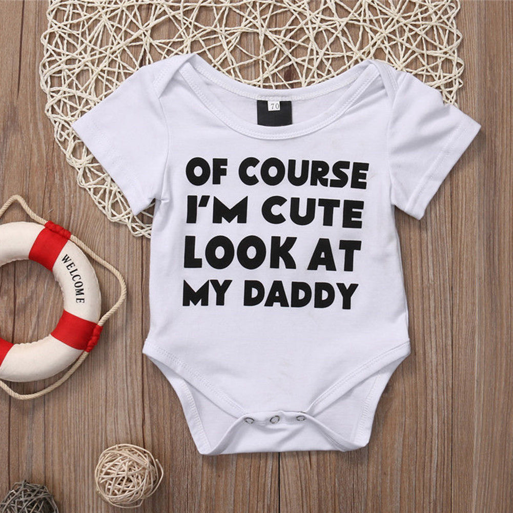 Newborn Infant Baby Girl Boys Romper Letter Print Short Sleeve Bodysuit Outfit