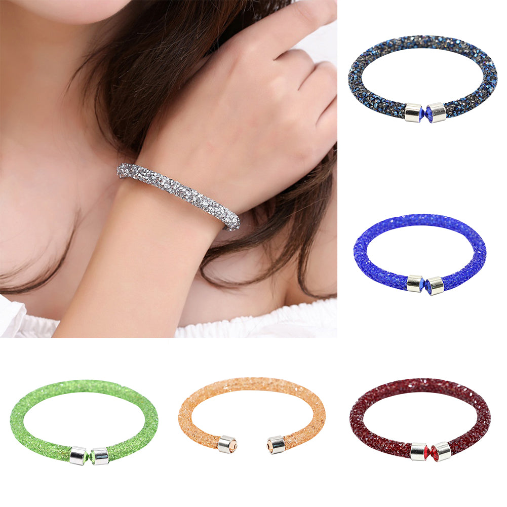 Women Fashion Full Pave Rhinestone Bracelet Open Bangle Jewelry Party Gift