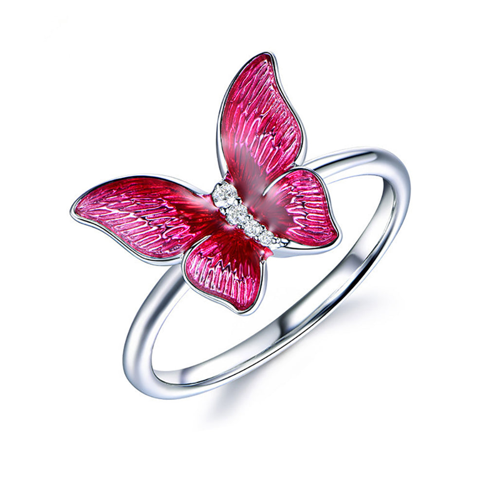 Fashion Butterfly Shiny Rhinestone Ring Women Party Cocktail Jewelry Charm Gift