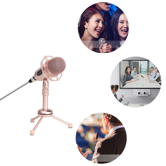 3.5mm Portable Omnidirectional XLR Cable Karaoke Singing Computer Microphone Mic