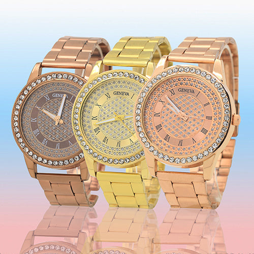 Men's Women's Fashion Rhinestone Inlaid Wristwatch Luxury Analog Business Watch