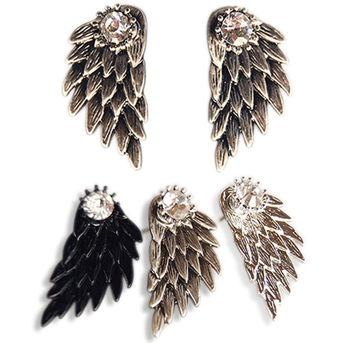 Women's Angel Wings Rhinestone Inlaid Alloy Ear Studs Party Jewelry Earrings