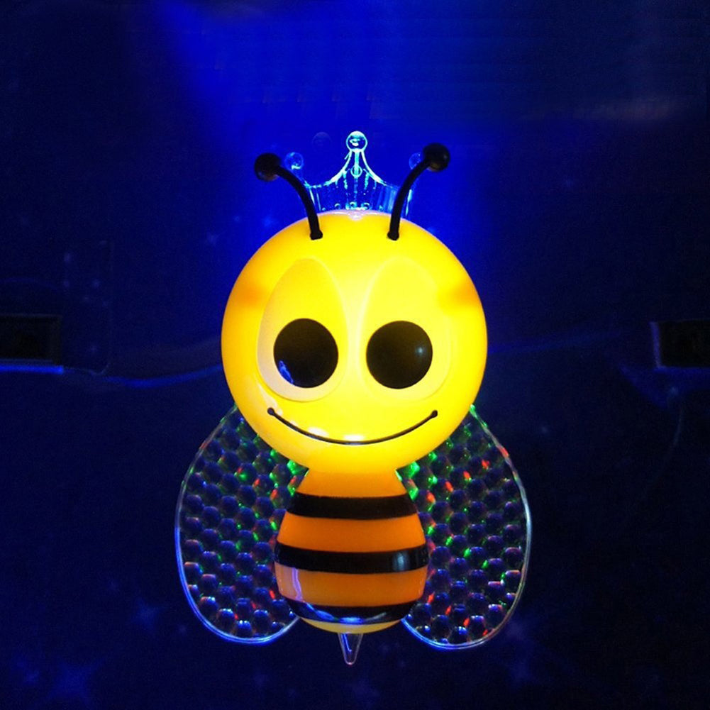 Colorful Cute Bee EU Plug LED Wall Night Lamp Light Controlled Kid Bedroom Decor