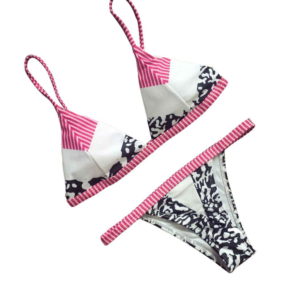 Sexy Stripes Printing Spaghetti Straps Bikini Set Women Summer Swimsuit Swimwear