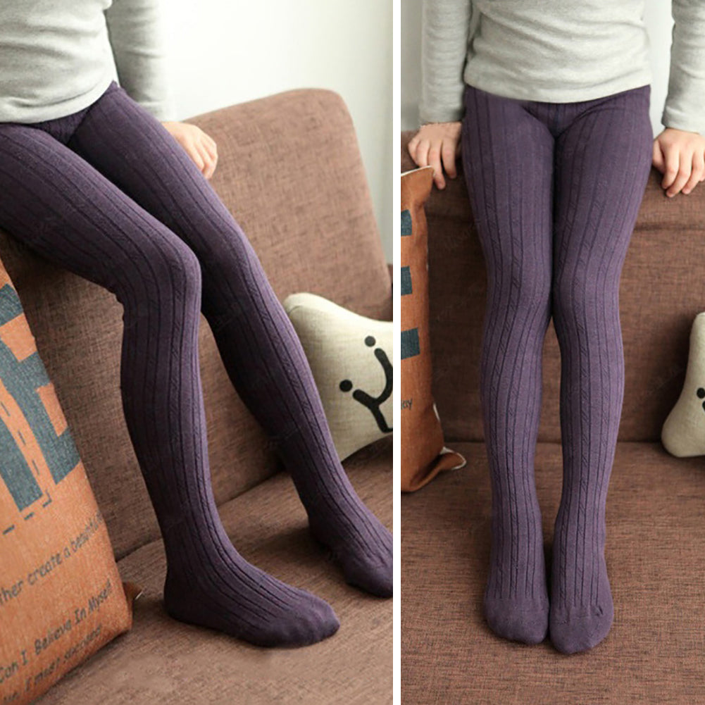 Kids Girls Solid Color Warm Cotton Pantyhose Dance Long Socks Stockings Leggings