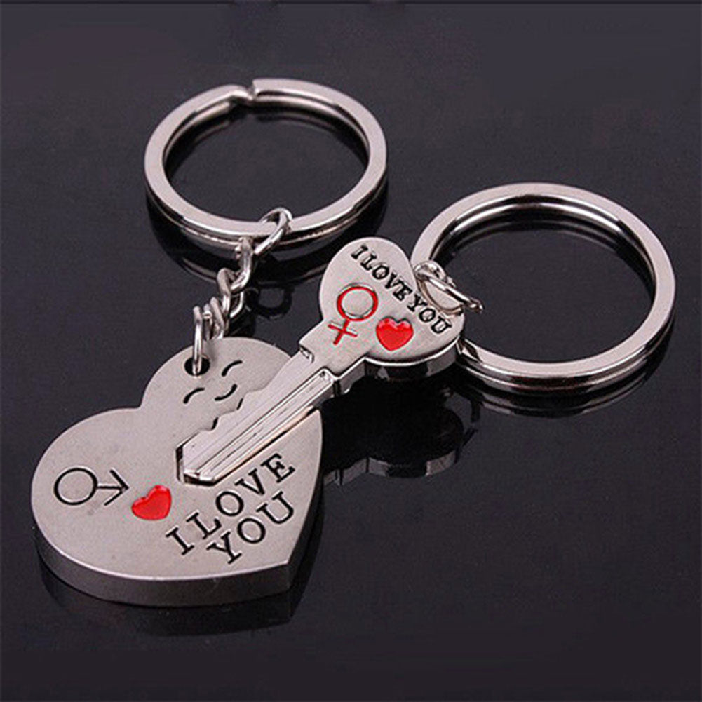 Romantic Couple Keychain Keyring Keyfob Valentine's Day Lover Gift Heart Key Set