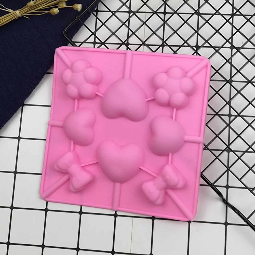 Heart Bowknot Flower DIY Lollipop Chocolate Candy Ice Lolly Silicone Baking Mold