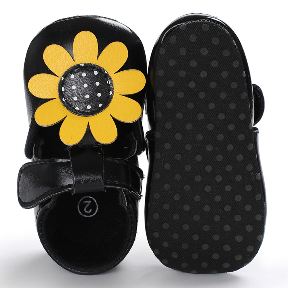 Toddler Baby Girl Flower Faux Leather Prewalker Soft Sole Fashion Princess Shoes