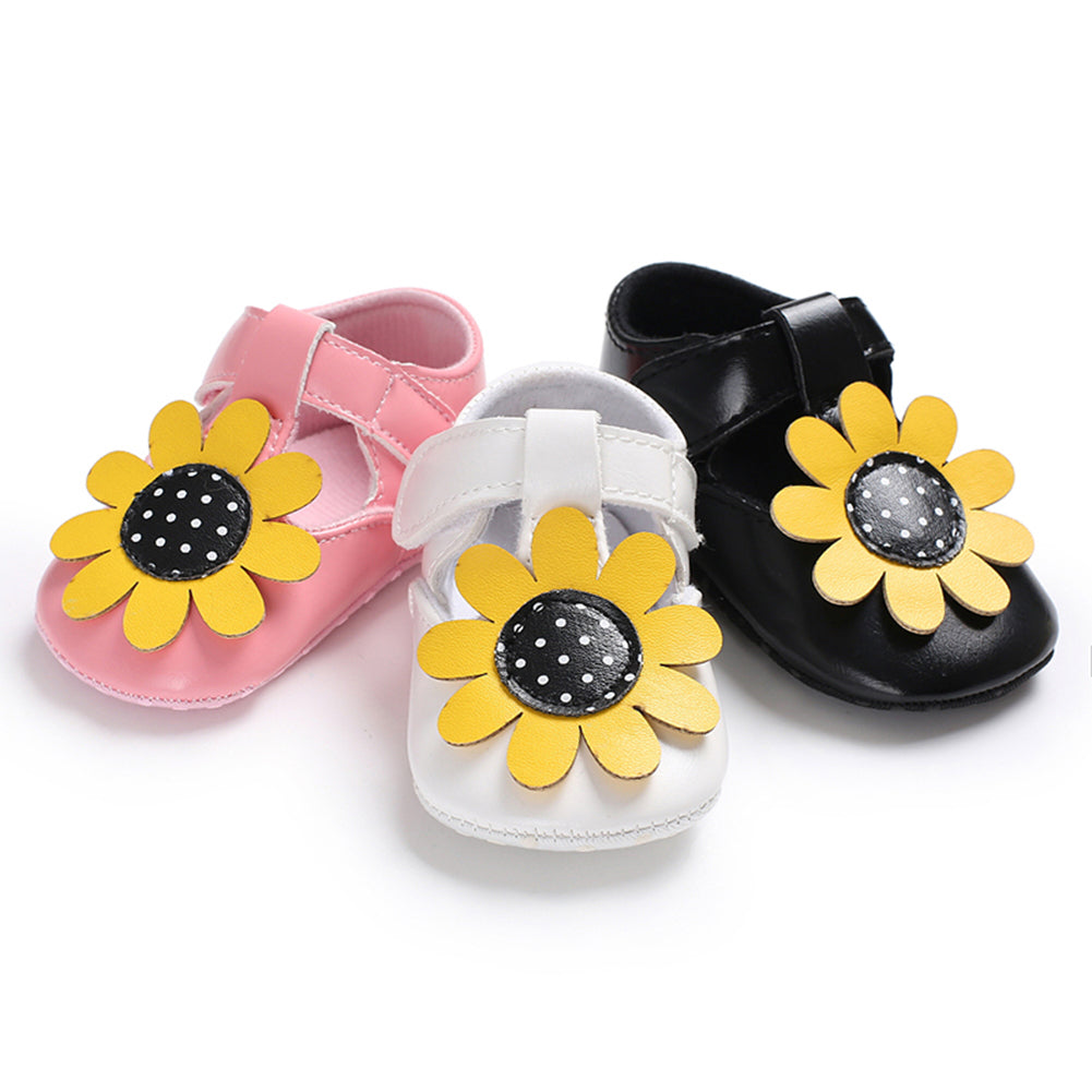 Toddler Baby Girl Flower Faux Leather Prewalker Soft Sole Fashion Princess Shoes