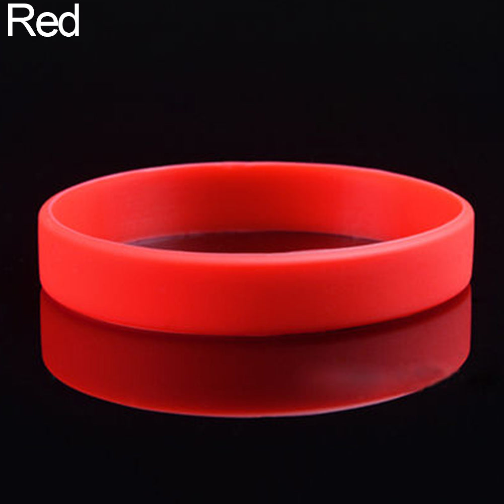 2 Pcs Men Women Silicone Wristbands Solid Color Sports Bracelet Bangle Gift