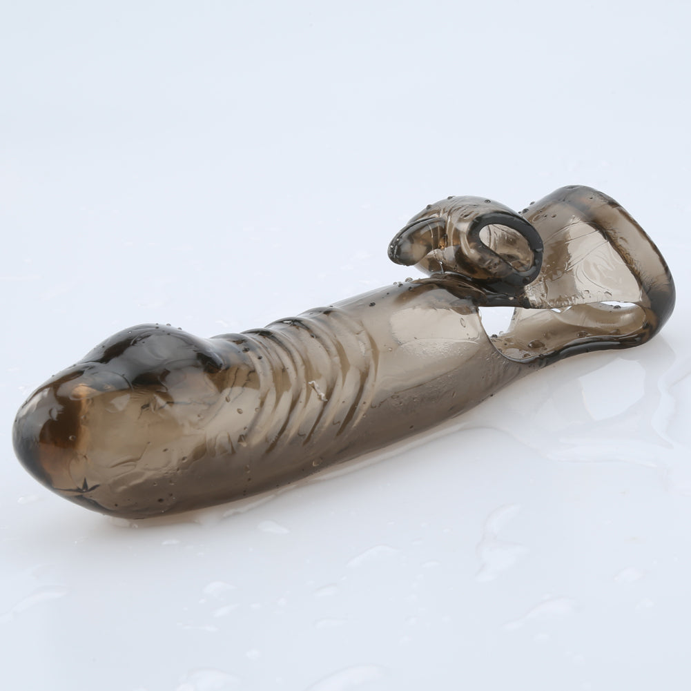 Clear Reusable Penis Electric Extension Shock Delay Ejaculation Male Sex Toy