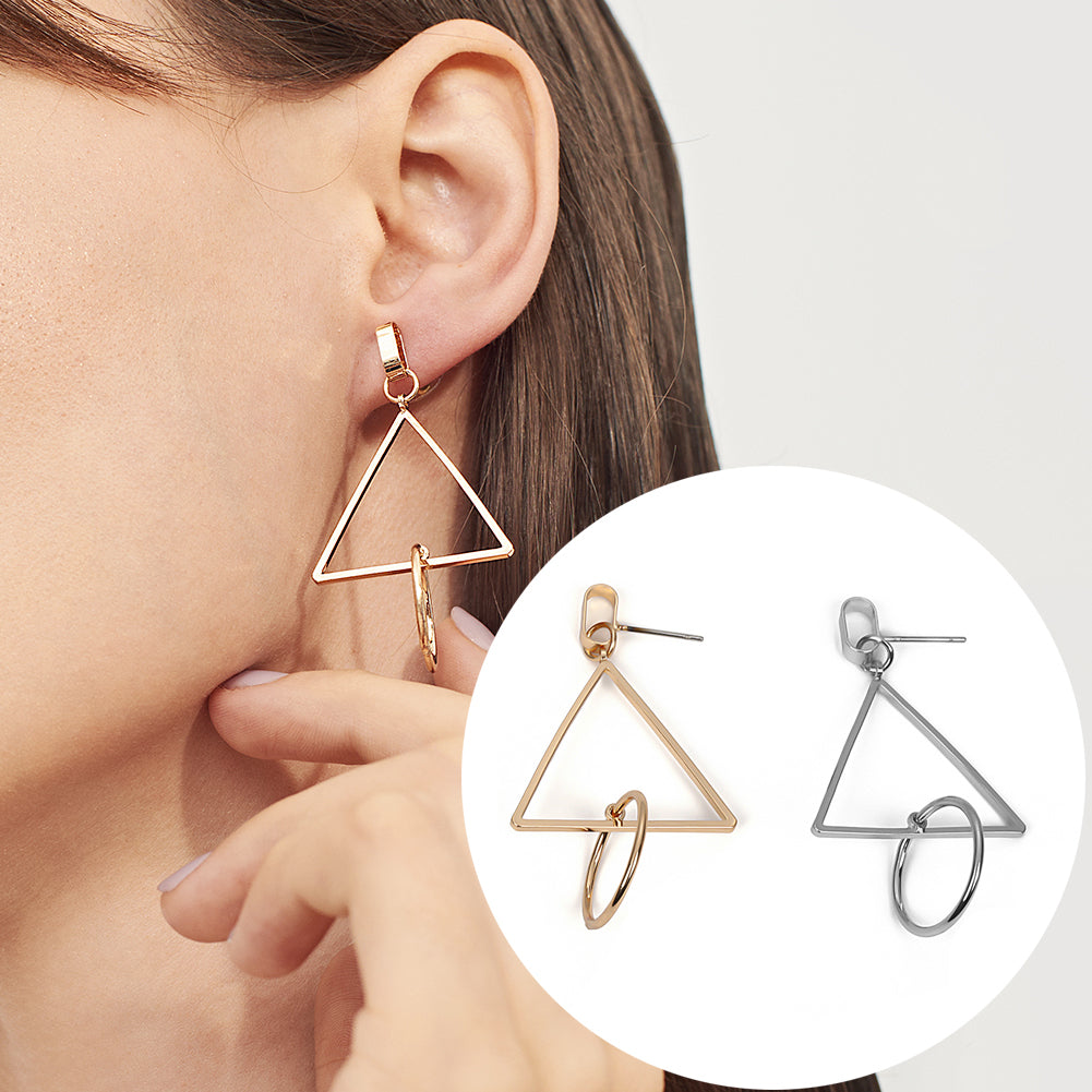 Triangle Circle Pendant Ear Studs Geometric Jewelry Fashion Women Earrings Gift