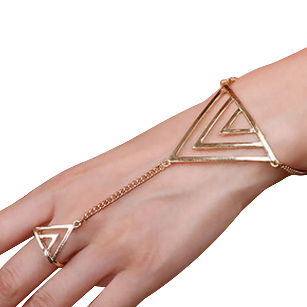 Women Fashion Triangle Charm Slave Ring Chain Harness Bracelet Punk Jewelry