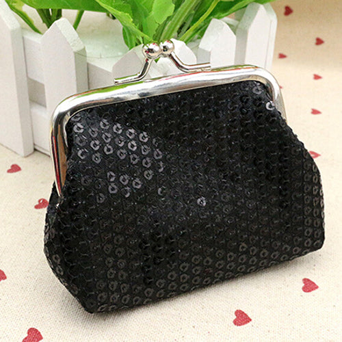 Fashion Women Sequins Buckle Mini Change Coin Purse Clutch Handy Wallet Bag