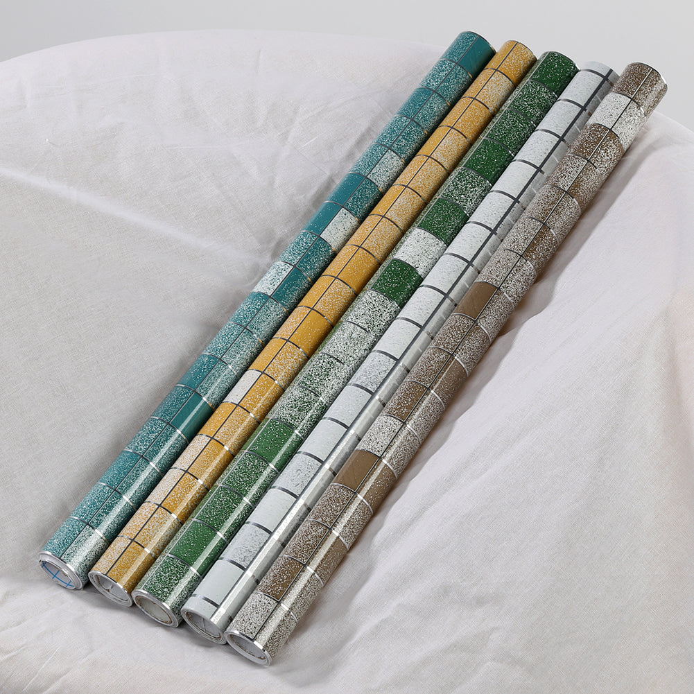 45x200cm Mosaic Aluminum Foil Self-adhensive Kitchen Anti Oil Wall Sticker