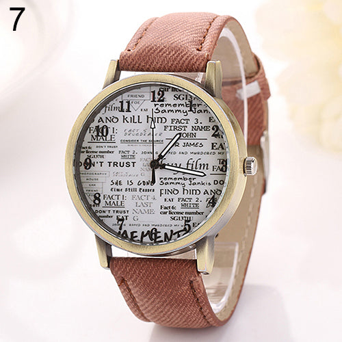 Men Women Fashion Graffiti Retro Cowboy Fabric Analog Quartz Casual Wrist Watch