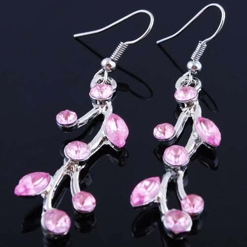 Bride's Flower Rhinestone Alloy Choker Necklace Earrings Jewelry Wedding Party Set