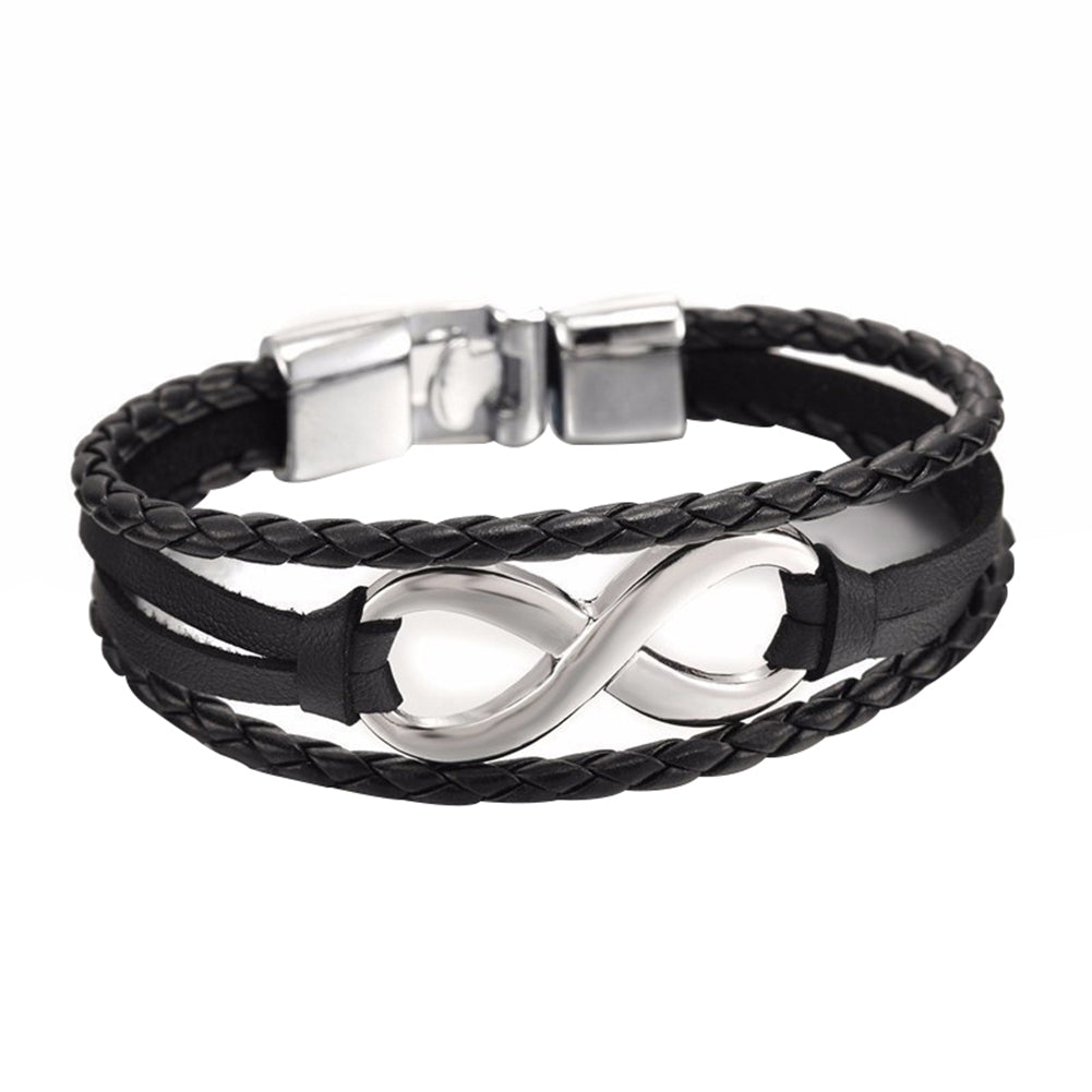 Infinity Charm Bracelet Bangle Braided Faux Leather Rope Friendship Gift Jewelry