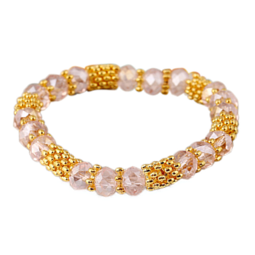 Fashion Elegant Faux Crystal Alloy Elastic Beaded Bracelet Women Jewelry Gift