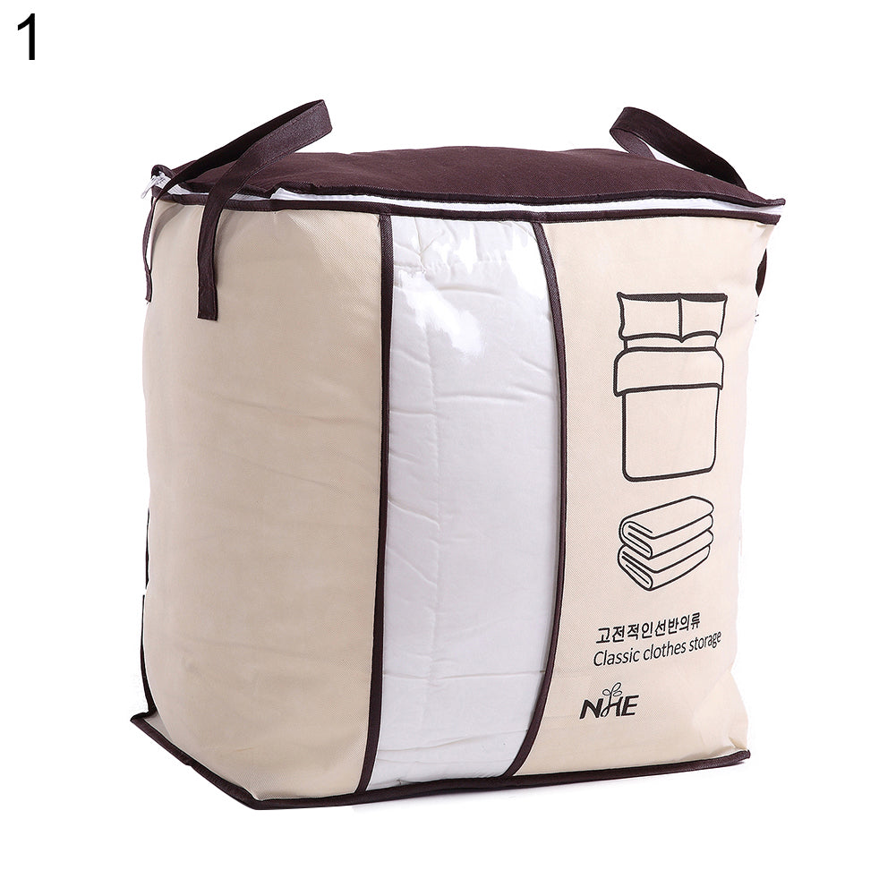 Non-Woven Fabric Clothes Quilt Bedding Zipper Storage Bag Holder Pouch Organizer