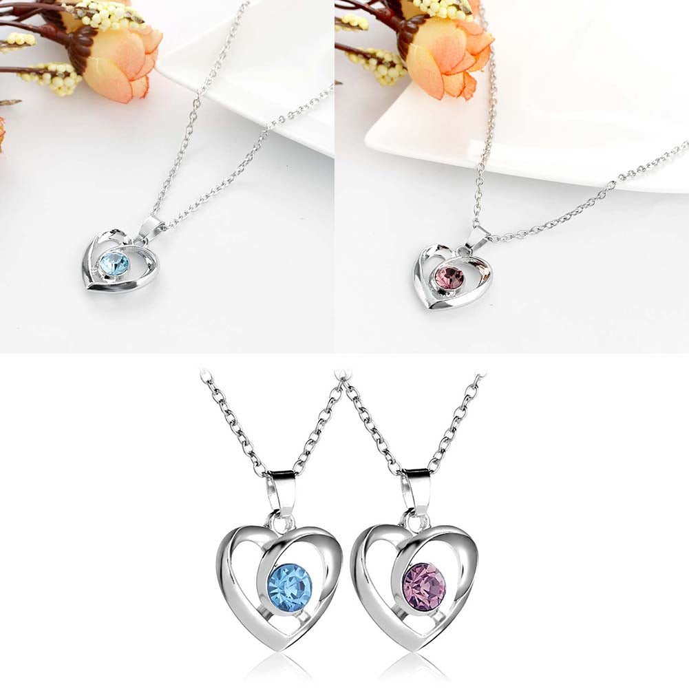 Fashion Hollow Rhinestone Heart Pendant Women Adjustable Chain Necklace Jewelry