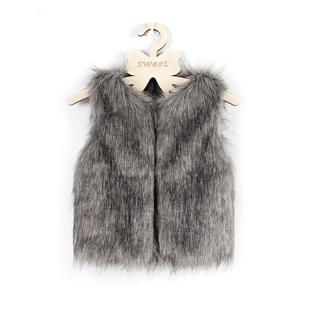 Children Kids Unisex Sleeveless Vest Winter Outwear Coat Faux Fur Baby Jacket