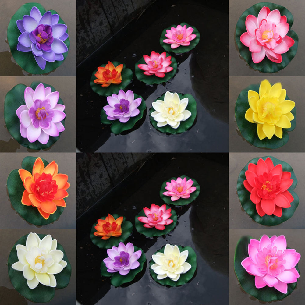 Artificial Water Lily Floating Flower Lotus Home Yard Pond Fish Tank Decor