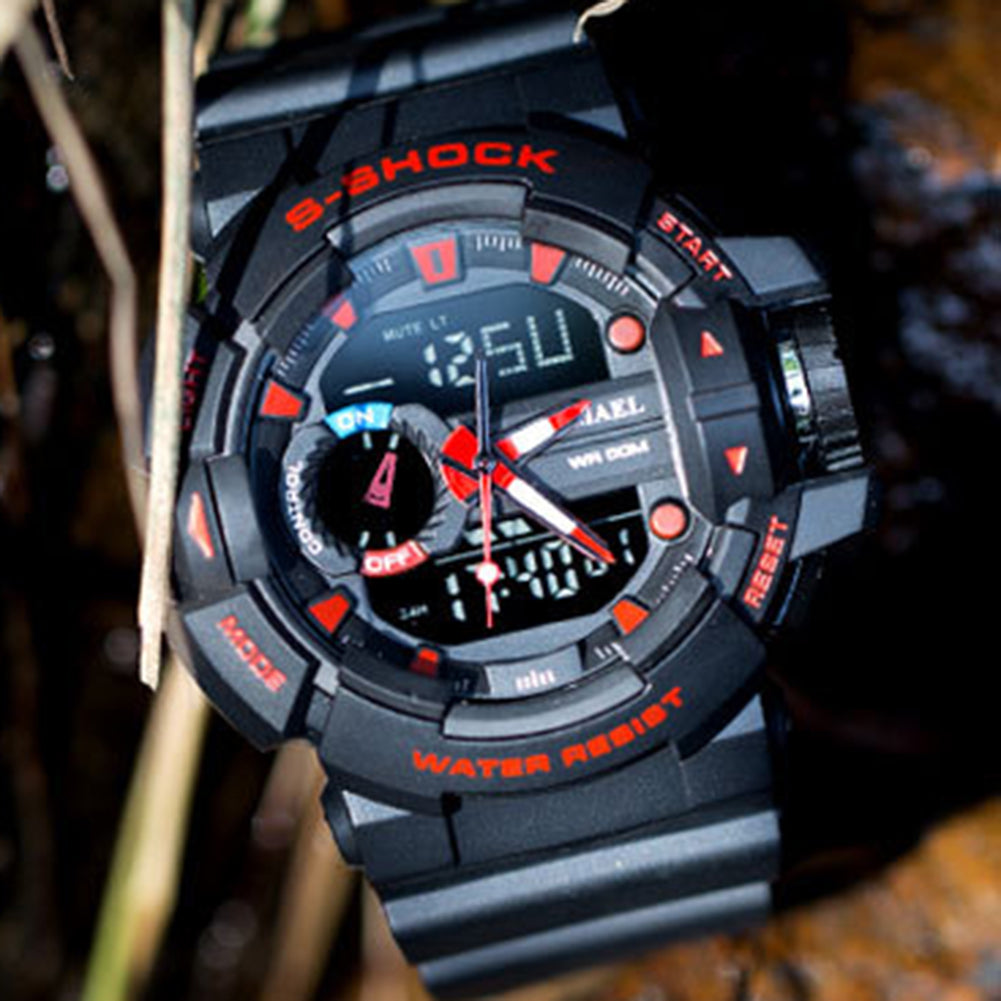 Fashion Men Sport Waterproof Shockproof Dual Display LED Digital Wrist Watch