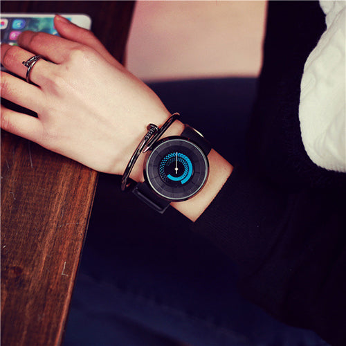 Unisex Fashion Creative Wheel Print Soft Silicone Band Round Dial Wrist Watch