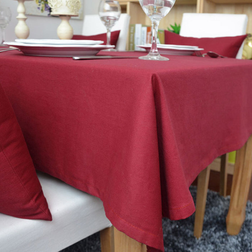 Solid Color Table Cloth Cotton Linen Rectangle Tablecloth Washable Desk Cover