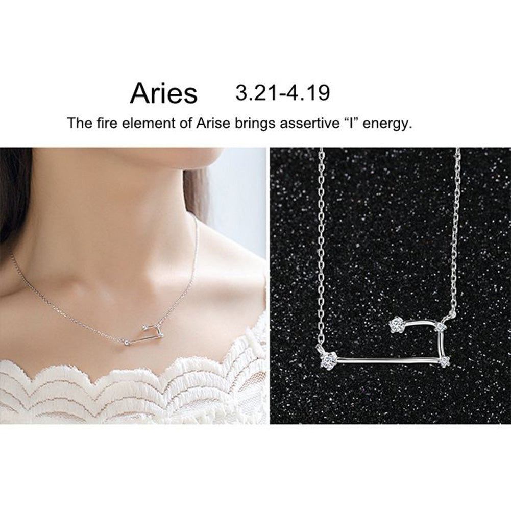 Shiny Rhinestone Women Horoscope Astrology Constellation Sign Guardian Necklace