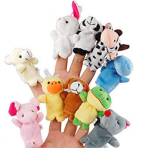 10 Pcs Family Finger Puppets Cloth Doll Baby Educational Hand Cartoon Animal Toy