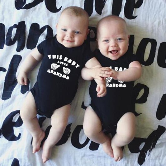 Infant Newborn Baby Boy Girl This Baby Loves Grandma Summer Romper Jumpsuit