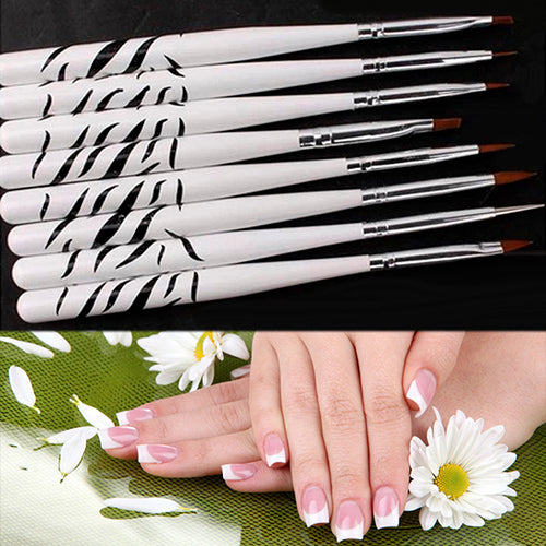8PCS Zebra Nail Art Dotting Manicure Painting Drawing Polish Brush Pen Tools