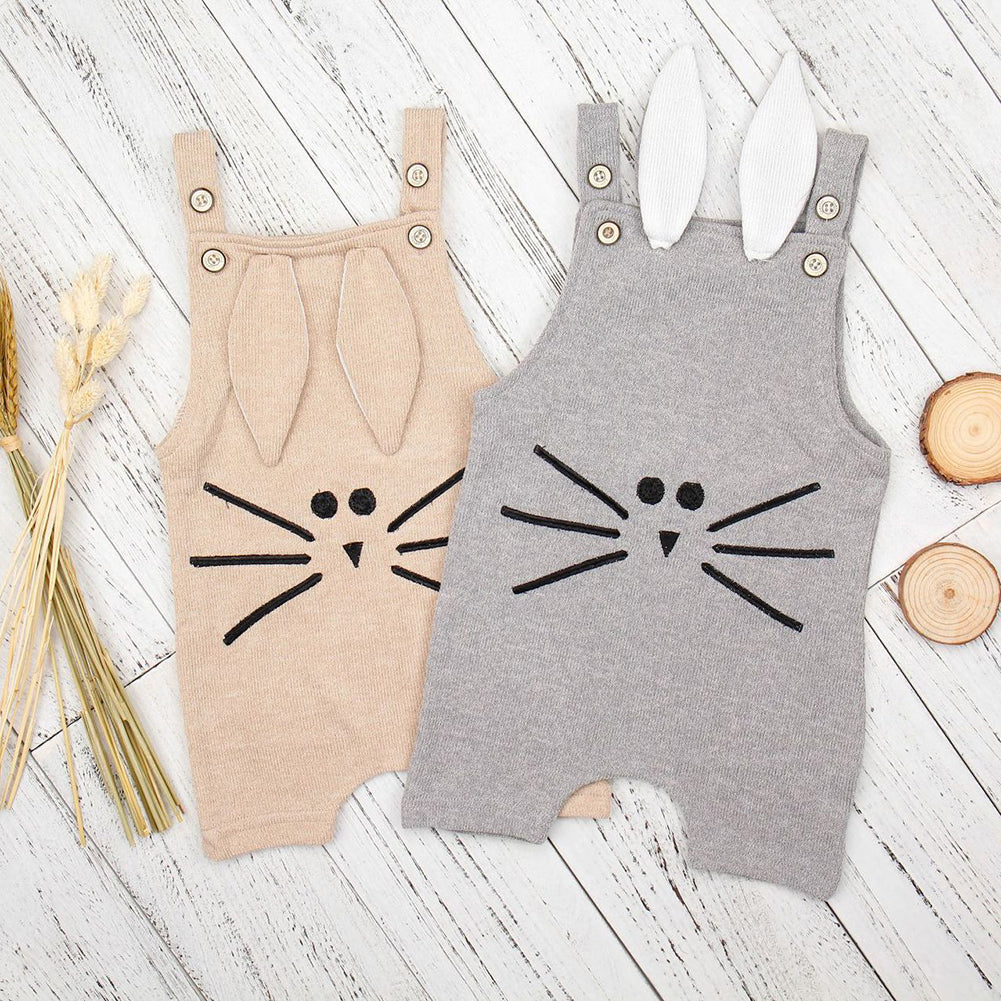 Lovely Rabbit Ears Design Sleeveless Infant Baby Knitting Romper Cotton Jumpsuit