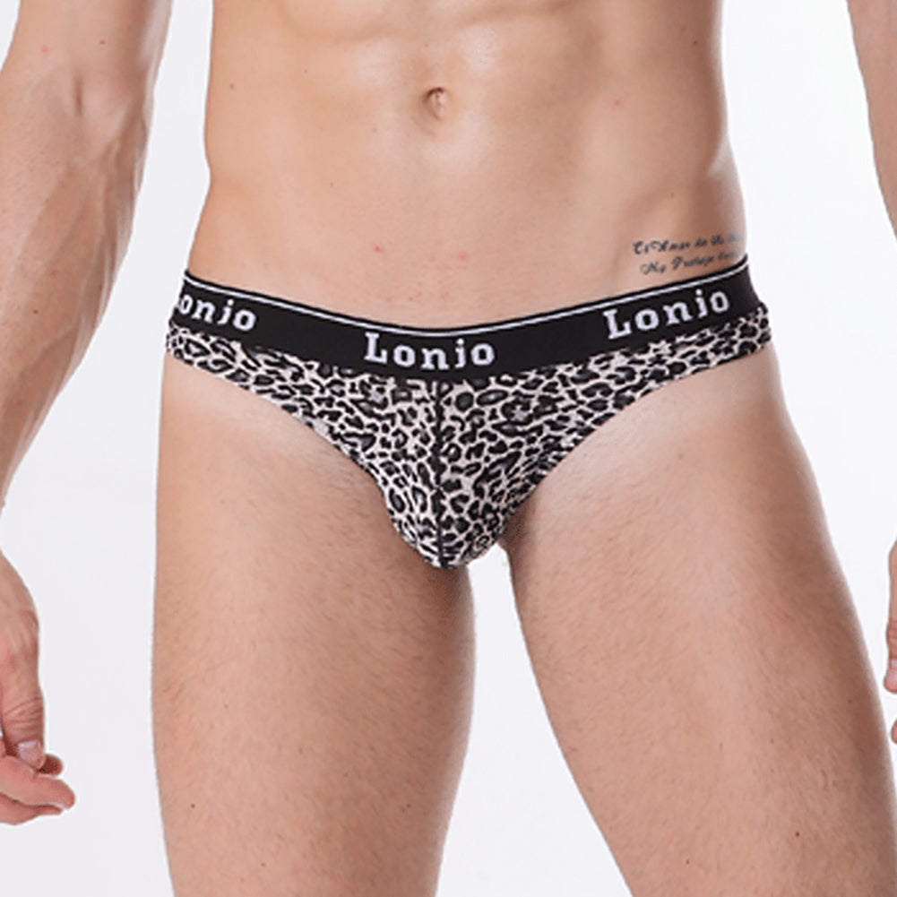 Sexy Men Breathable Thong Underwear Briefs Bulge Pouch Leopard Underpants
